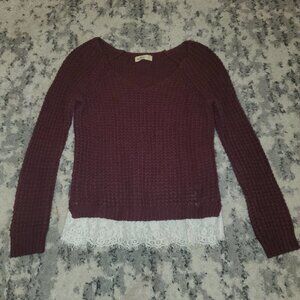 Hollister Knitted Maroon Sweater || XS EUC